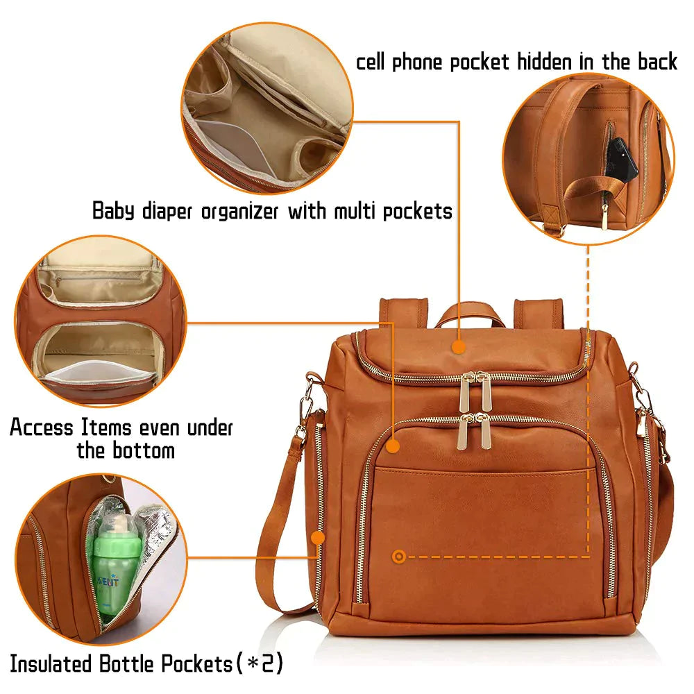 Baby Diaper Leather Back Pack